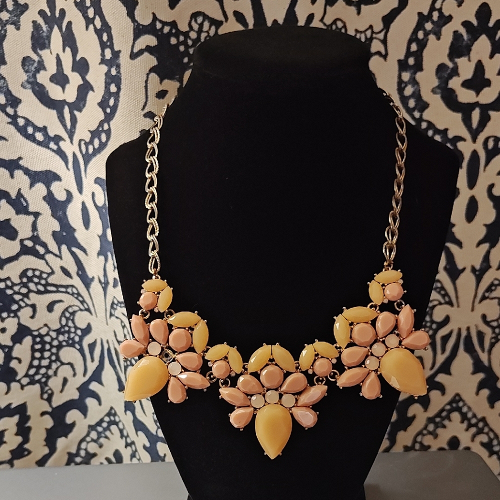 Peach & Yellow Floral Statement Necklace - Women's Jewelry